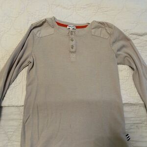 Splendid Beige Long Sleeve Henley Shirt